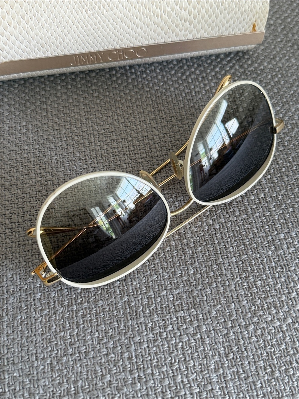JIMMY CHOO RETO/SWhite Frame Aviator Women Sunglasses with Brown Gradient Lenses - Picture 7 of 7